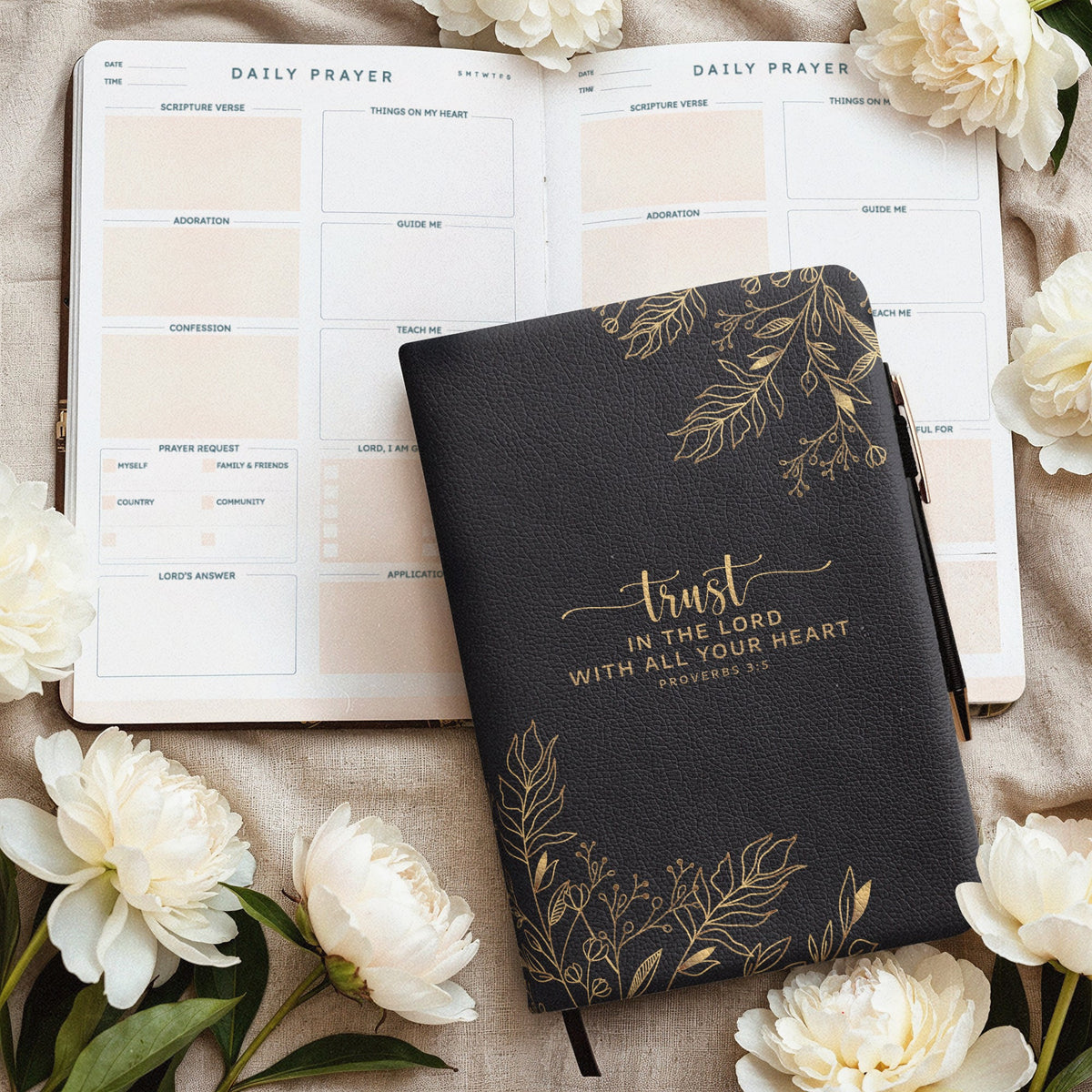 Treasured - Proverbs 3:5 Leather Prayer Journal