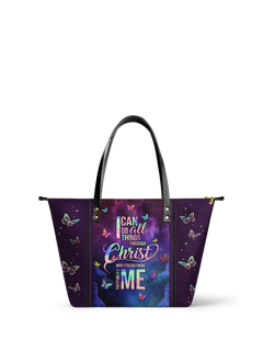 Limitless - Philippians 4:13 Leather Tote Bag