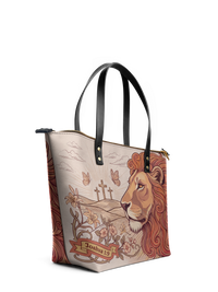 Lion of Judah - Joshua 1:9 Leather Tote Bag Preorder