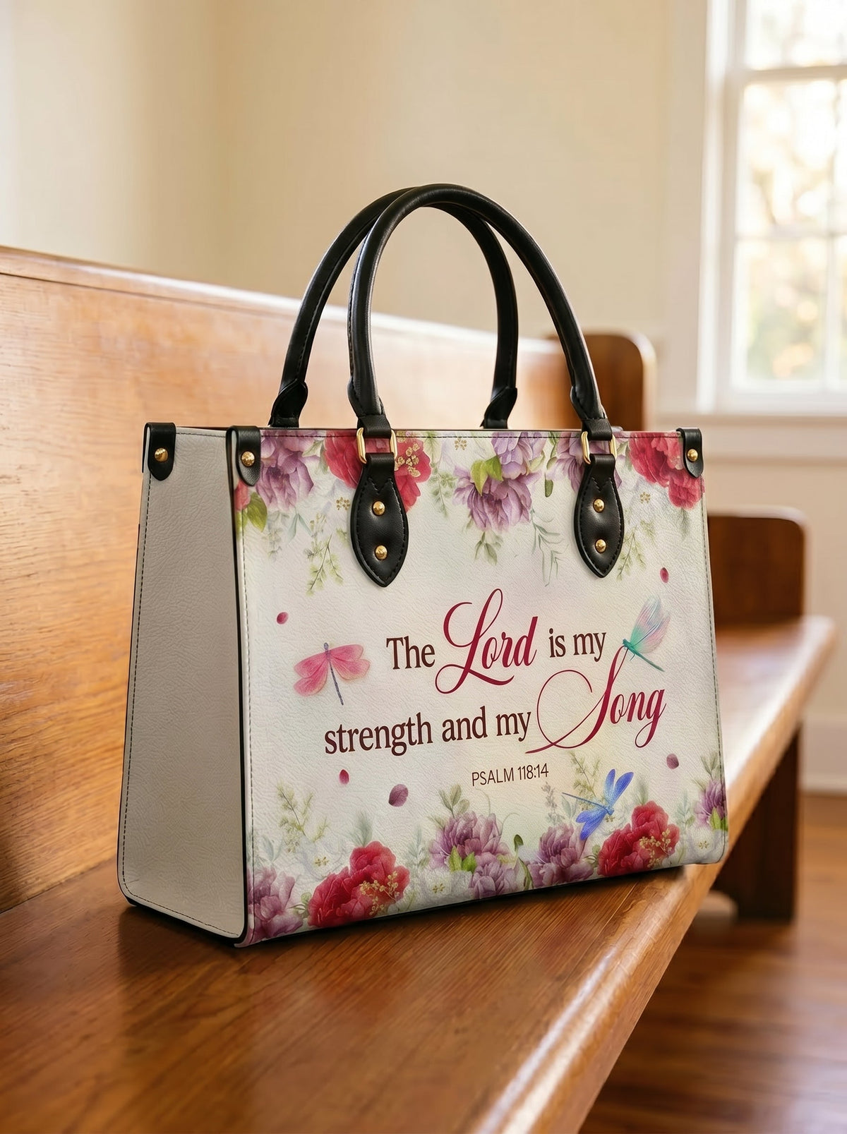Melody - Psalm 118:14 Leather Handbag