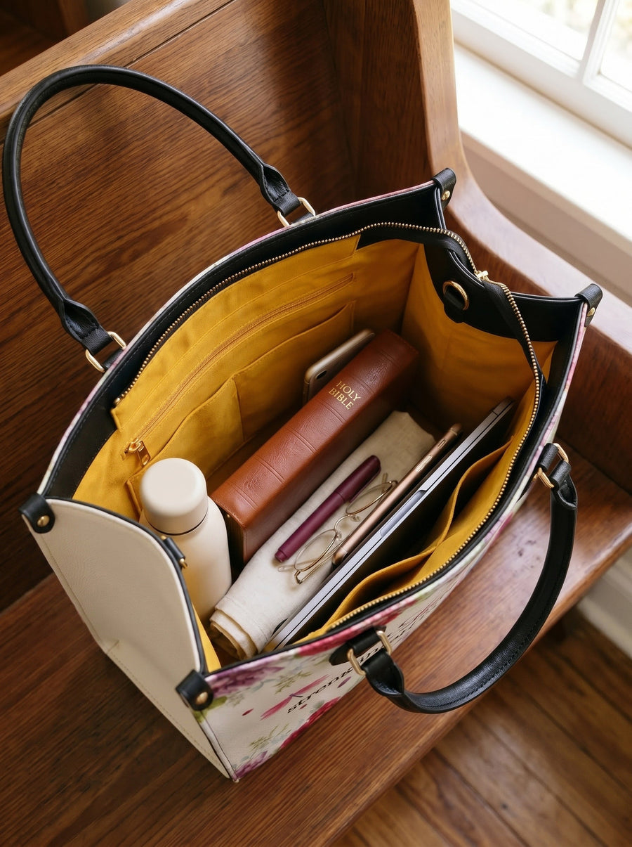 Melody - Psalm 118:14 Leather Handbag