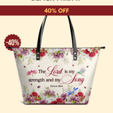 "Melody" - Psalm 118:14 Leather Tote Bag