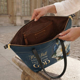 Be Still And Know That I Am God Psalm 46:10 Leather Tote Bag
