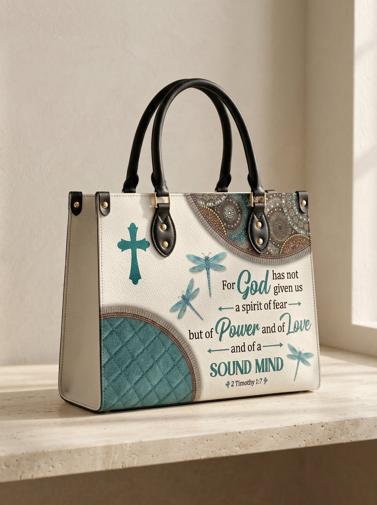 Poise - 2 Timothy 1:7 Leather Handbag