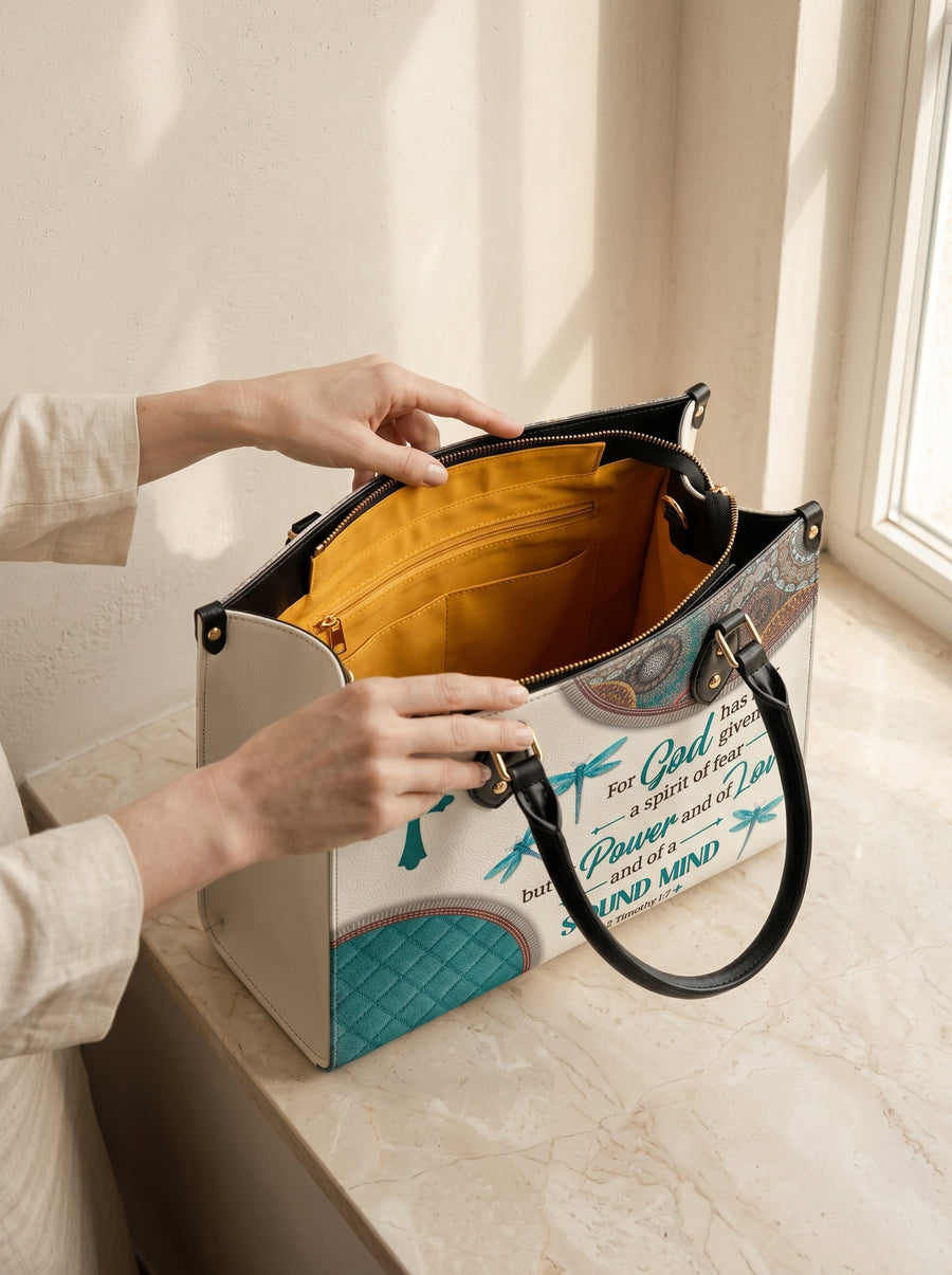 Poise - 2 Timothy 1:7 Leather Handbag