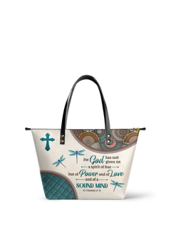 Poise - 2 Timothy 1:7 Leather Tote Bag