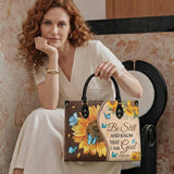 Presence - Psalm 46:10 Leather Handbag