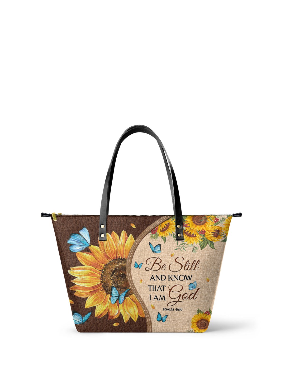 Presence - Psalm 46:10 Leather Tote Bag