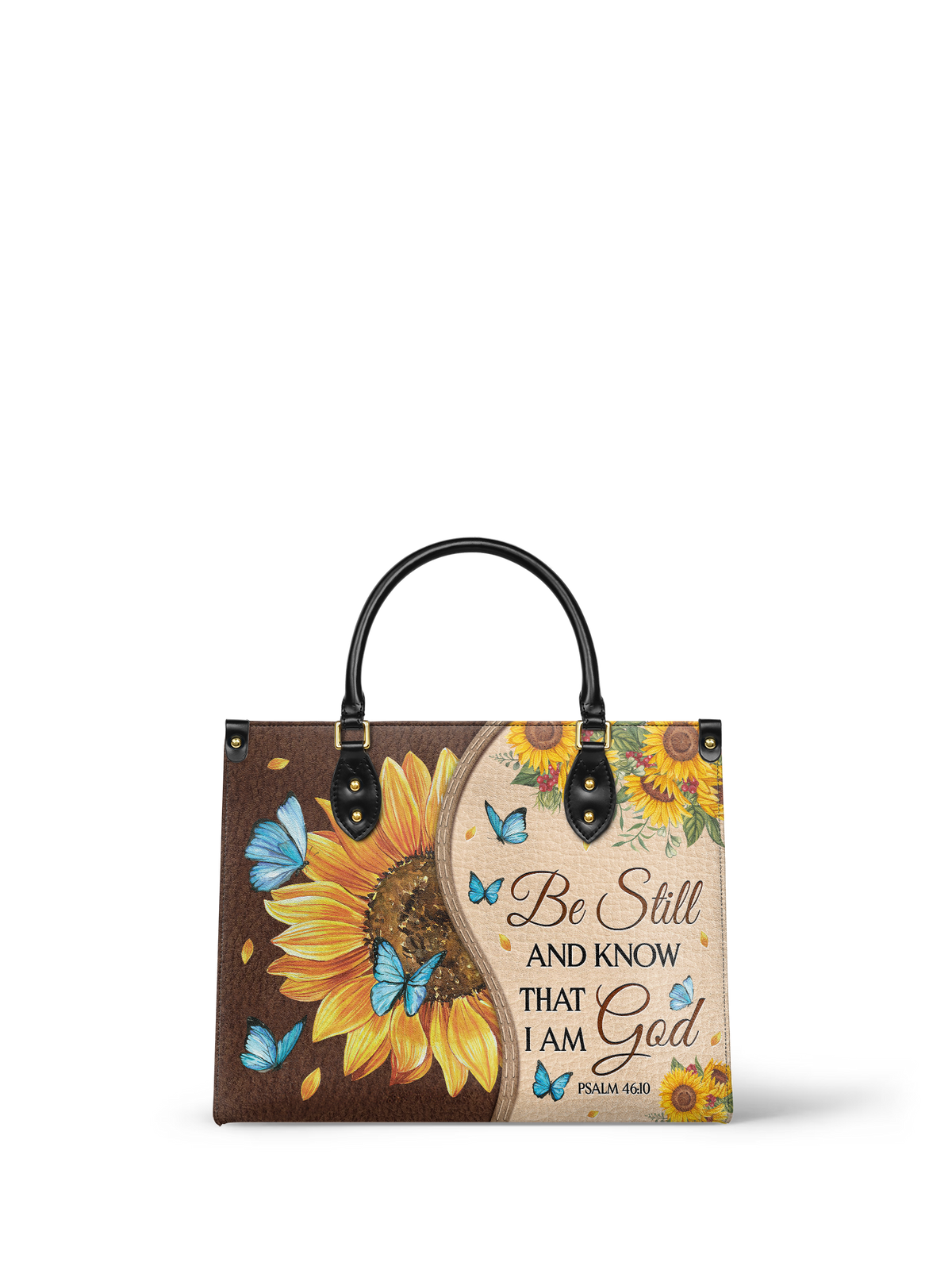 Presence - Psalm 46:10 Leather Handbag