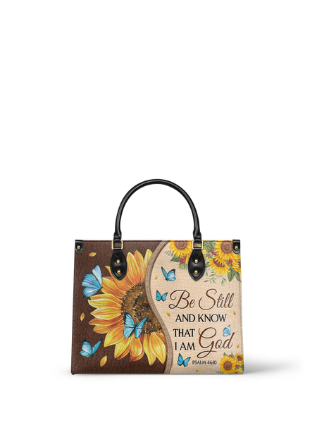 Presence - Psalm 46:10 Leather Handbag – Blessac