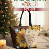 "Presence" - Psalm 46:10 Leather Tote Bag