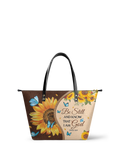 Presence - Psalm 46:10 Leather Tote Bag