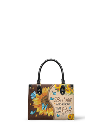 Presence - Psalm 46:10 Small Leather Handbag
