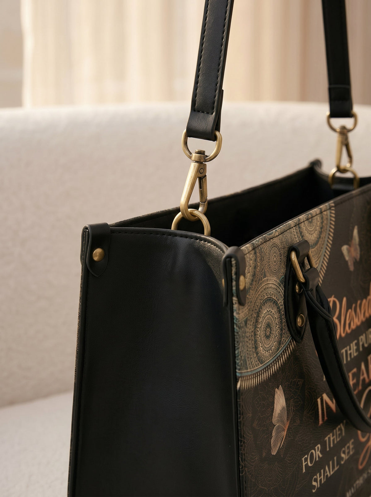 Pure - Matthew 5:8 Leather Handbag