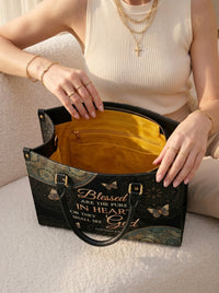 Pure - Matthew 5:8 Leather Handbag