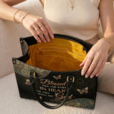 Pure - Matthew 5:8 Leather Handbag