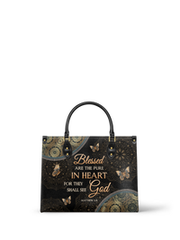 Pure - Matthew 5:8 Leather Handbag