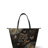 Pure - Matthew 5:8 Leather Tote Bag