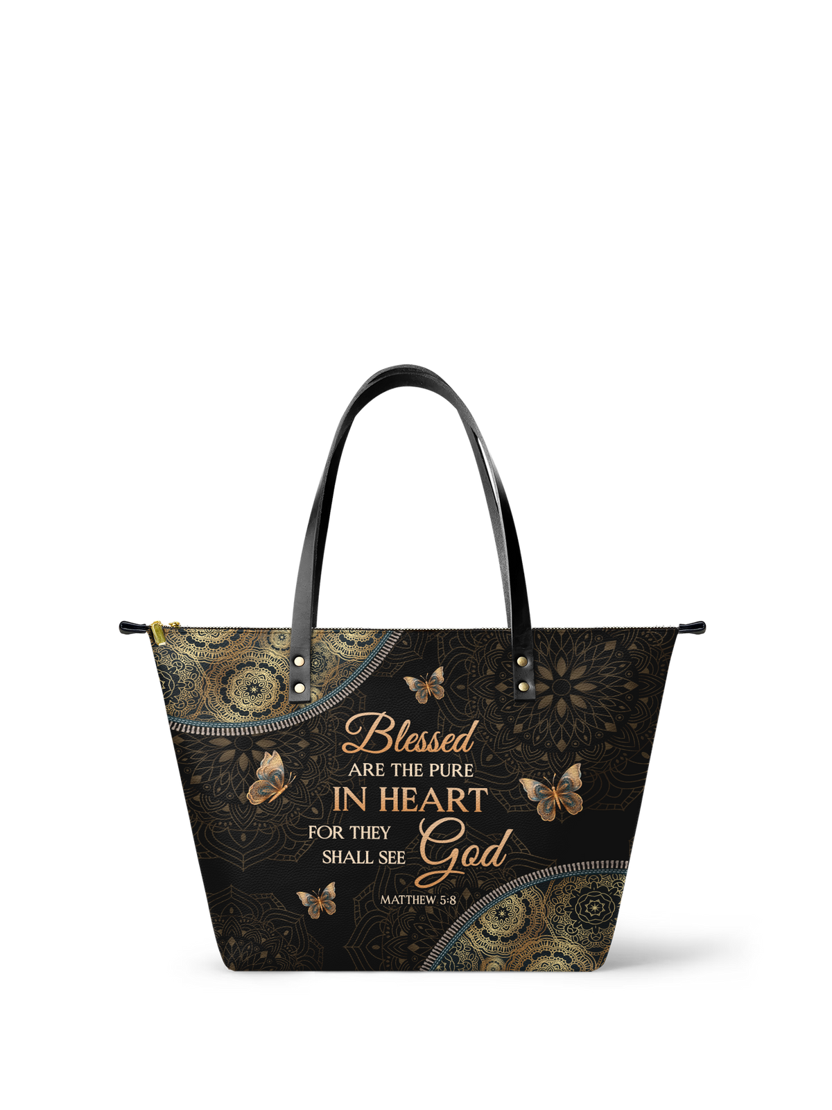 Pure - Matthew 5:8 Leather Tote Bag
