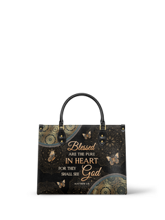 Pure - Matthew 5:8 Leather Handbag