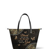 Pure - Matthew 5:8 Leather Tote Bag