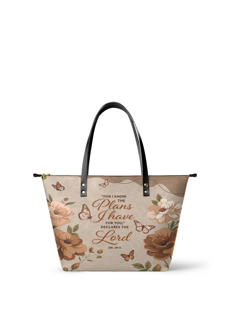 Purpose - Jeremiah 29:11 Leather Tote Bag
