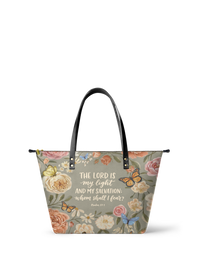Radiance - Psalm 27:1 Leather Tote Bag Pre-order