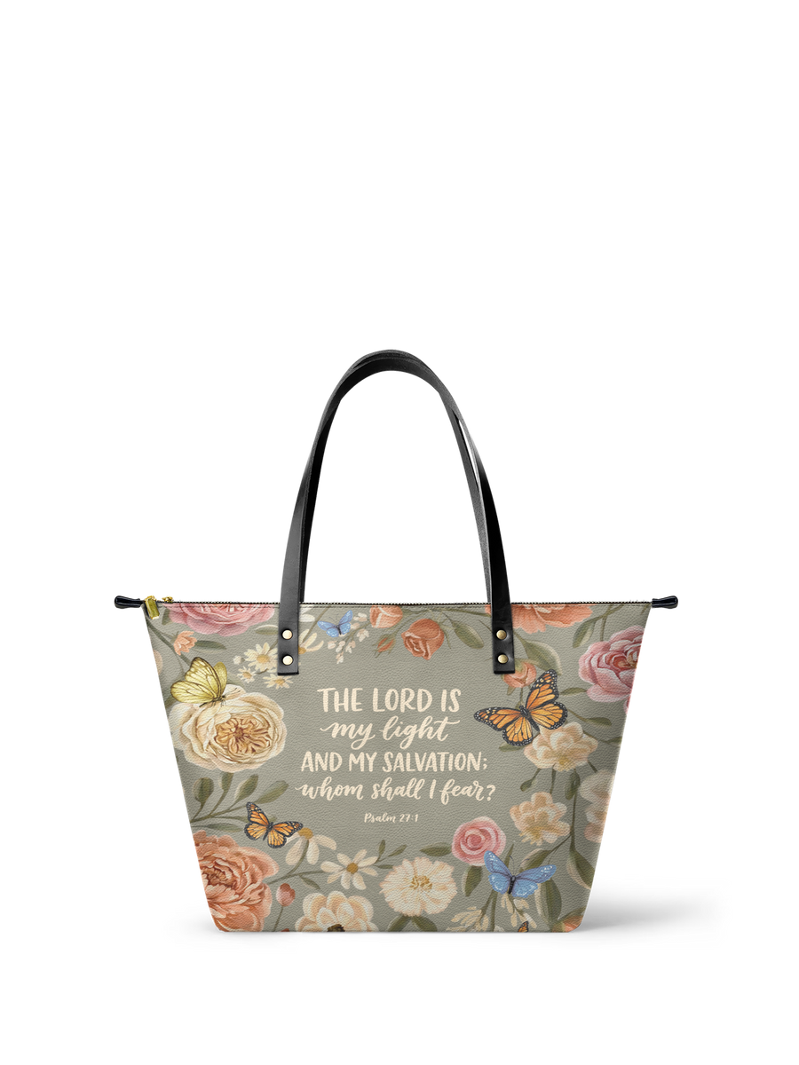Radiance - Psalm 27:1 Leather Tote Bag Pre-order