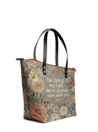 Radiance - Psalm 27:1 Leather Tote Bag Pre-order