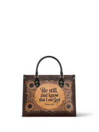 Refuge - Psalm 46:10 Deluxe Leather Handbag