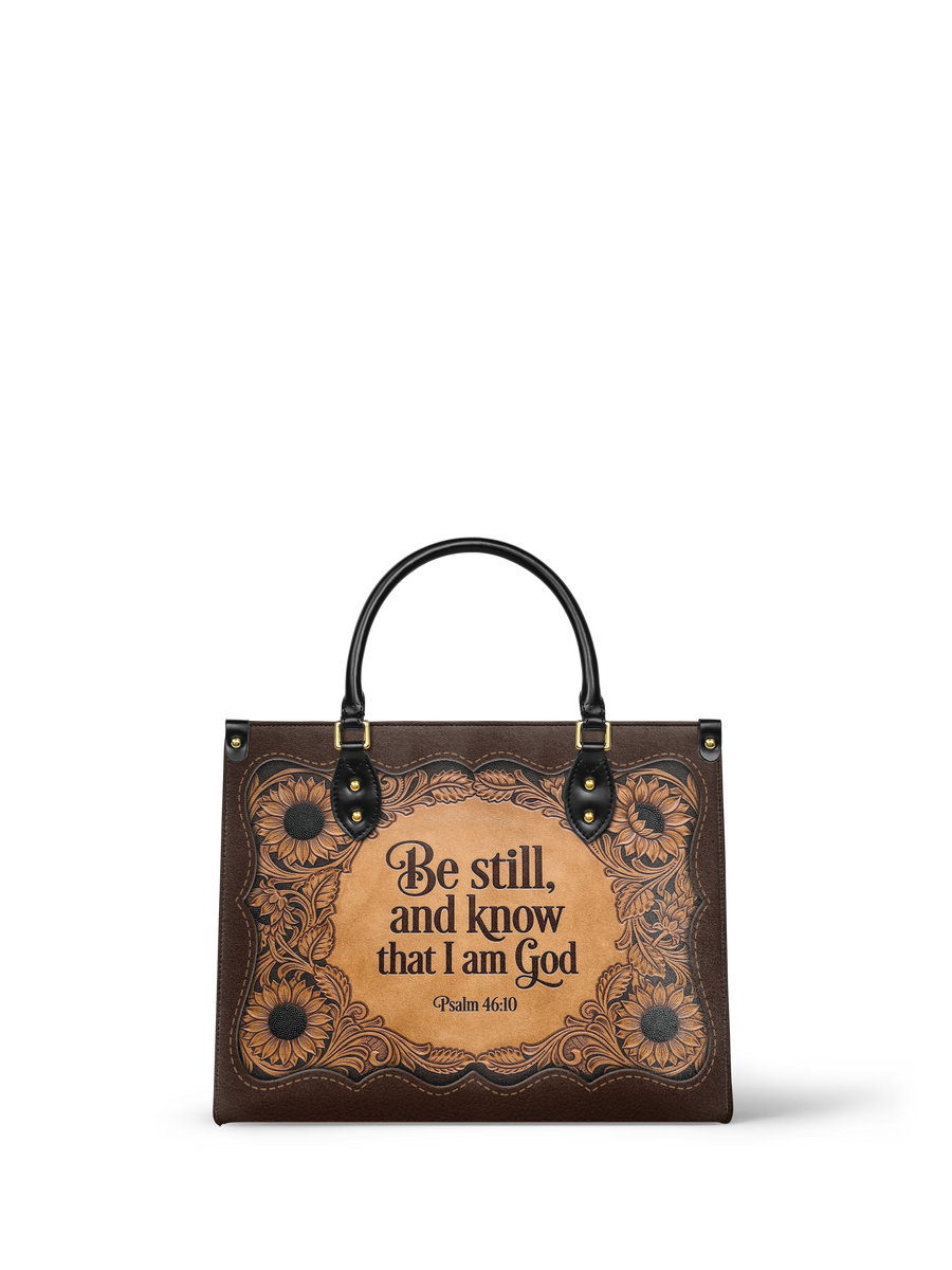 Refuge - Psalm 46:10 Deluxe Leather Handbag