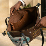 Rise - Philippians 4:13 Leather Tote Bag