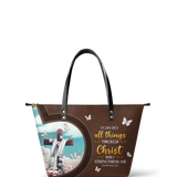 Rise - Philippians 4:13 Leather Tote Bag