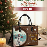 "Rise" - Philippians 4:13 Leather Handbag