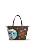 Rise - Philippians 4:13 Leather Tote Bag