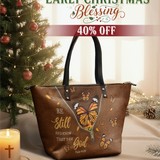 "Serene" - Psalm 46:10 Leather Tote Bag