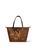 Serene - Psalm 46:10 Leather Tote Bag