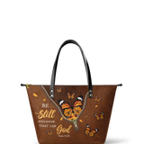 "Serene" - Psalm 46:10 Leather Tote Bag