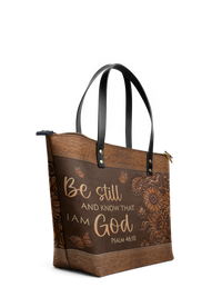 Solace - Psalm 46:10 Leather Tote Bag Pre-order