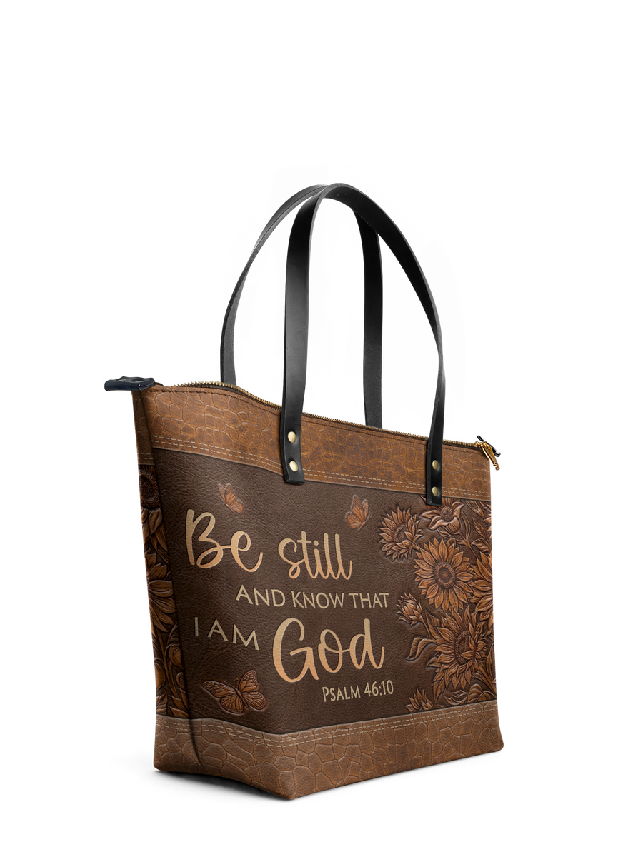 Solace - Psalm 46:10 Leather Tote Bag Pre-order