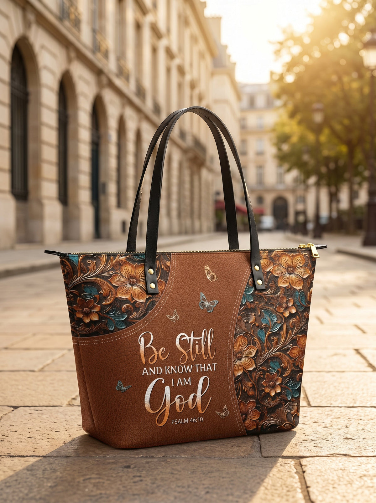 Stillness - Psalm 46:10 Leather Tote Bag Deal