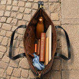 Stillness - Psalm 46:10 Leather Tote Bag