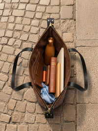 Stillness - Psalm 46:10 Leather Tote Bag
