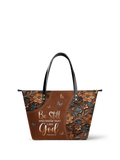 Stillness - Psalm 46:10 Leather Tote Bag