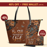 Stillness - Psalm 46:10 Leather Tote Bag Deal