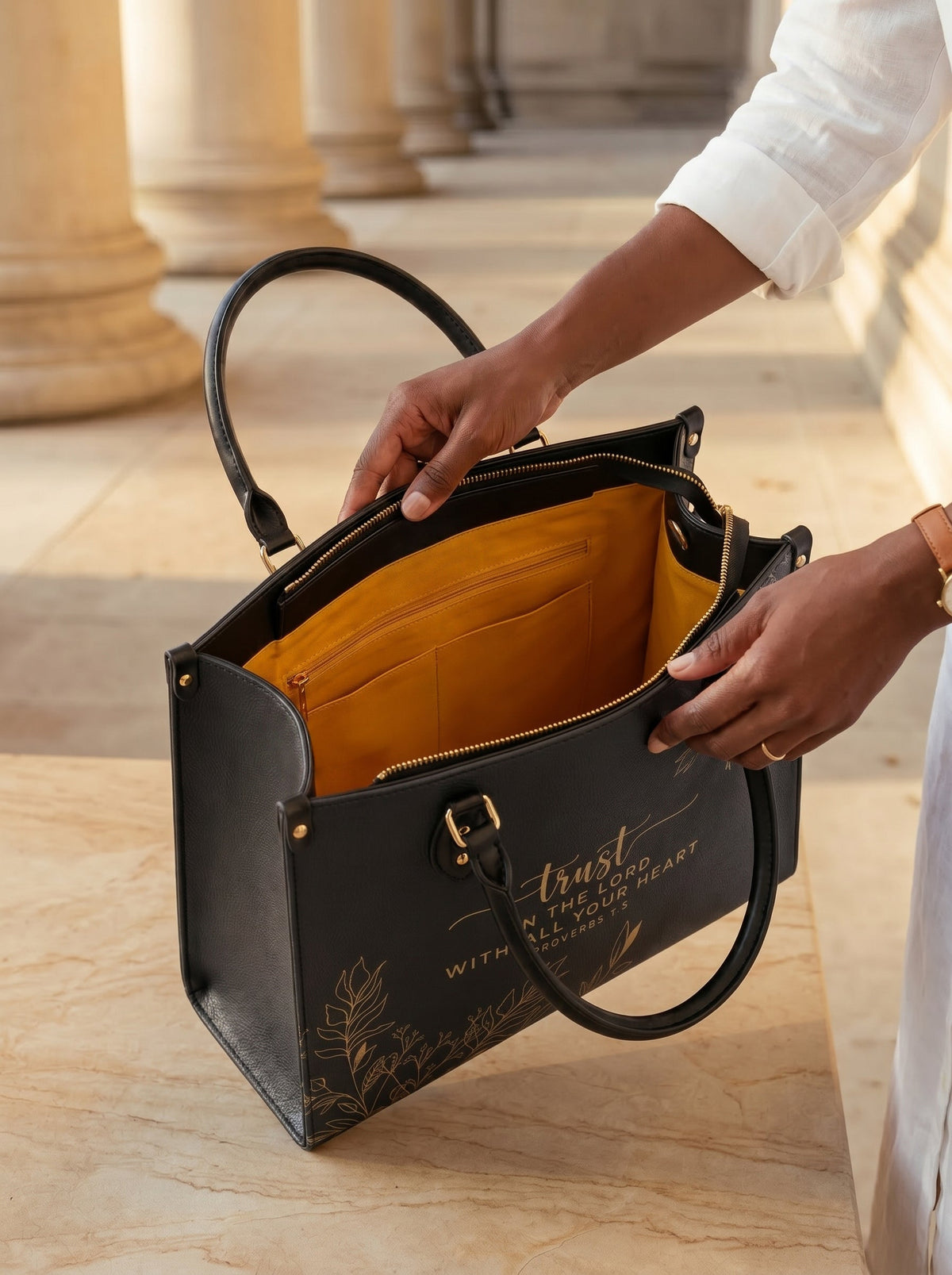 Trust - Proverbs 3:5 Leather Handbag
