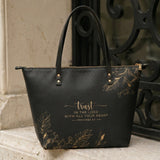 Trust - Proverbs 3:5 Leather Tote Bag