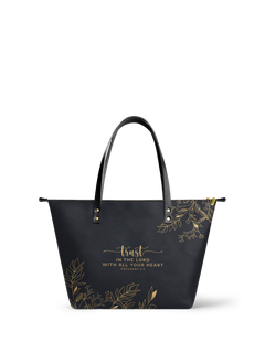 Trust - Proverbs 3:5 Leather Tote Bag