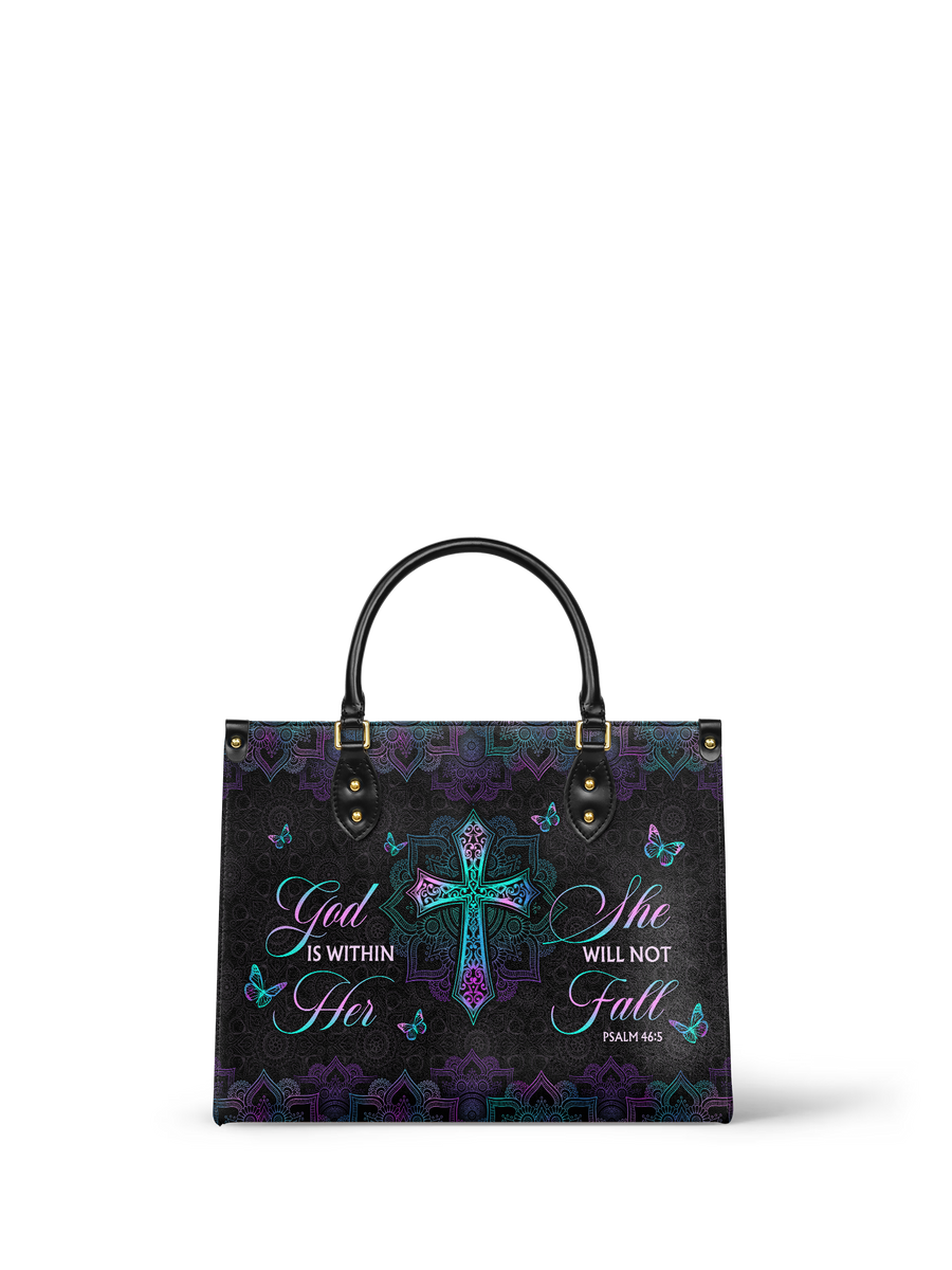 Unshaken - Psalm 46:5 Leather Handbag