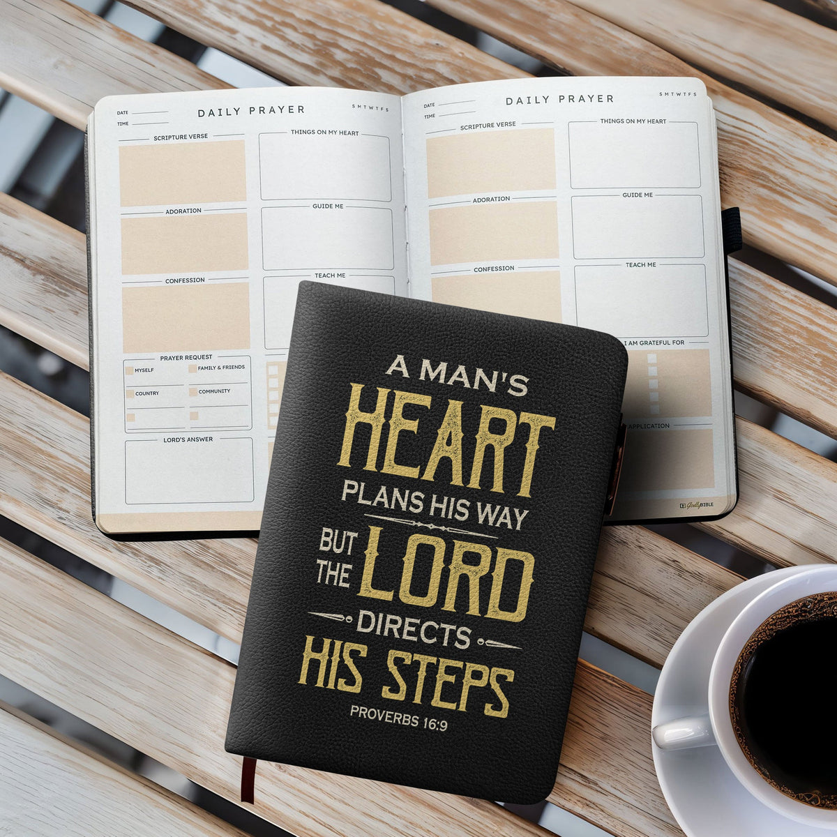 Guided - Proverbs 16:9 Leather Prayer Journal